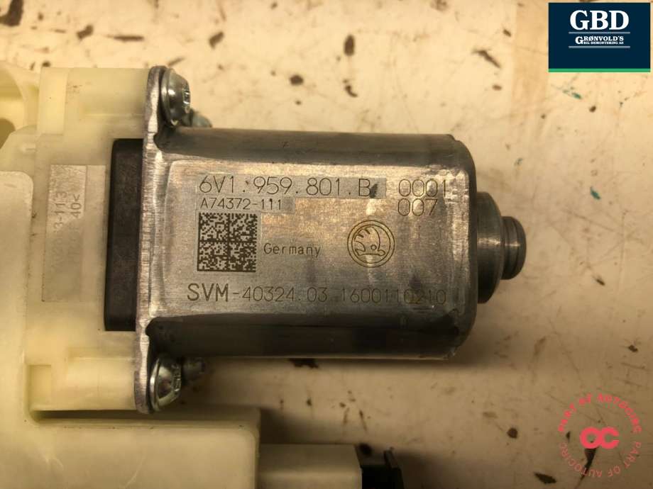 Ruteheis, kun motor, venstre foran til Škoda Fabia 2014-2021 (Type III) (6V1 959 801 C|6V1 959 801 B|)