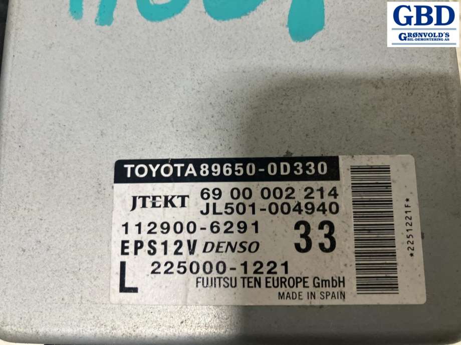 Toyota Yaris, 2012-2014 (Type III, Fase 1) (4520A0D061|89650-0D330|45250-0D192)