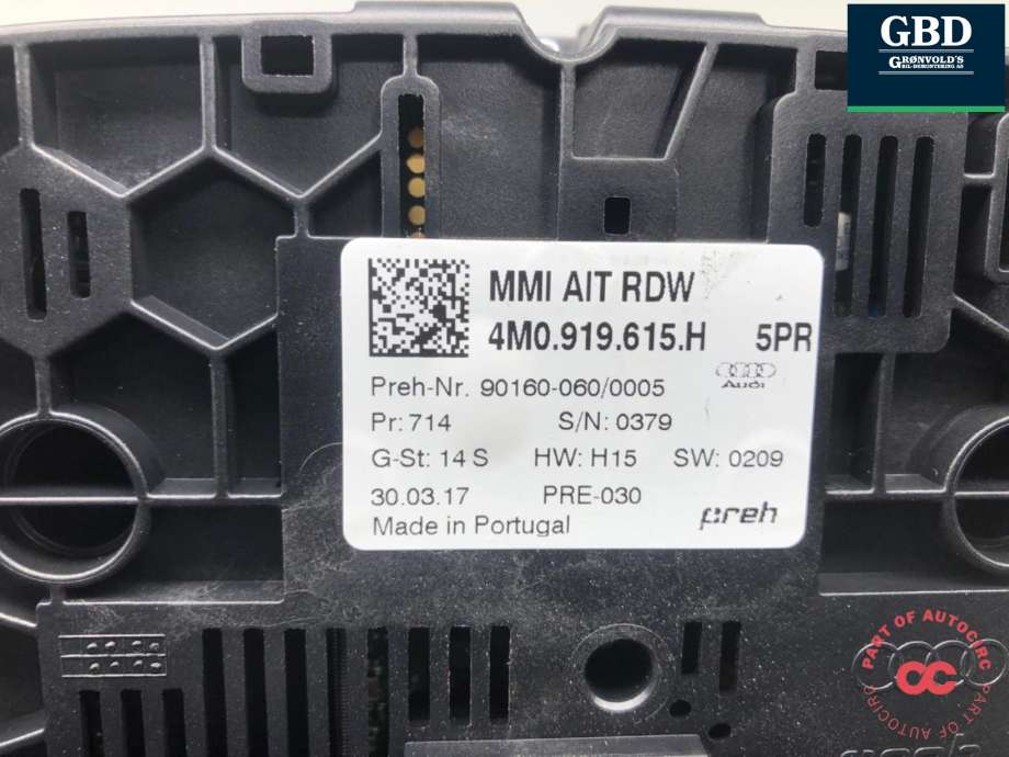 Bilstereo navigasjon betjeningspanel til Audi Q7 2015-->> (Type II)  (4M0 919 615 H|90160-060/0005|)