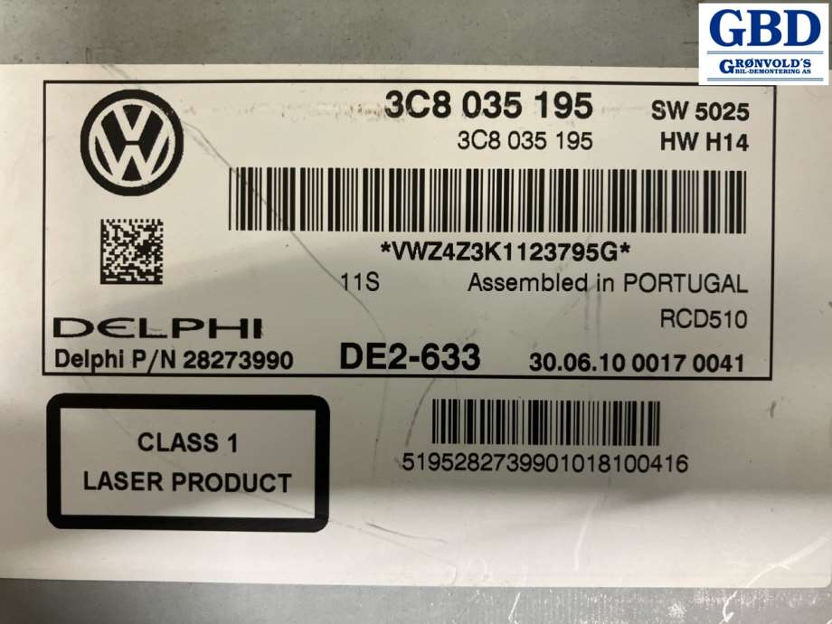 VW Polo, 2009-2014 (Type V, Fase 1) (3C8 057 195  X|3C8 035 195|28273990)