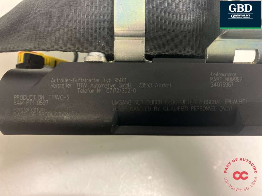 Sikkerhetsbelte foran høyre til VW Polo 2009-2014 (Type V, Fase 1)  (6R4 857 706 A|6R4 857 706 A  RAA|34075967)