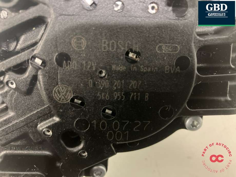 Viskermotor bakrute til VW Polo 2009-2014 (Type V, Fase 1)  (5K6 955 711 C|5K6 955 711 B|0 390 201 207)