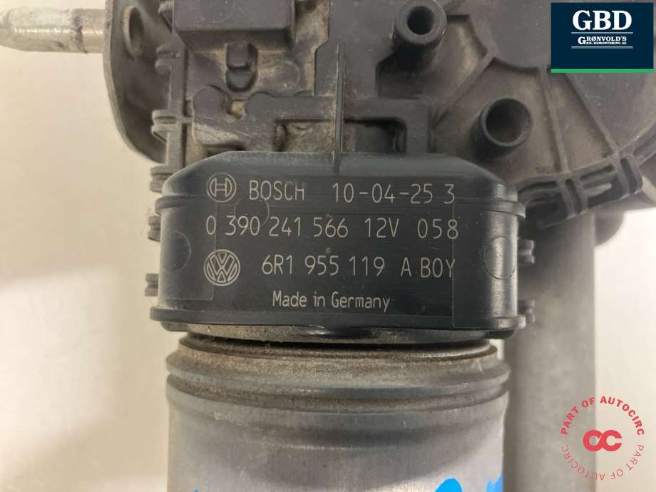 Viskermotor frontrute komplett m/overføring til VW Polo 2009-2014 (Type V, Fase 1)  (6R1 955 023 C|6R1 955 023 B| 6R1 955 119 A|3 397 021 278| 0 390 241 566)