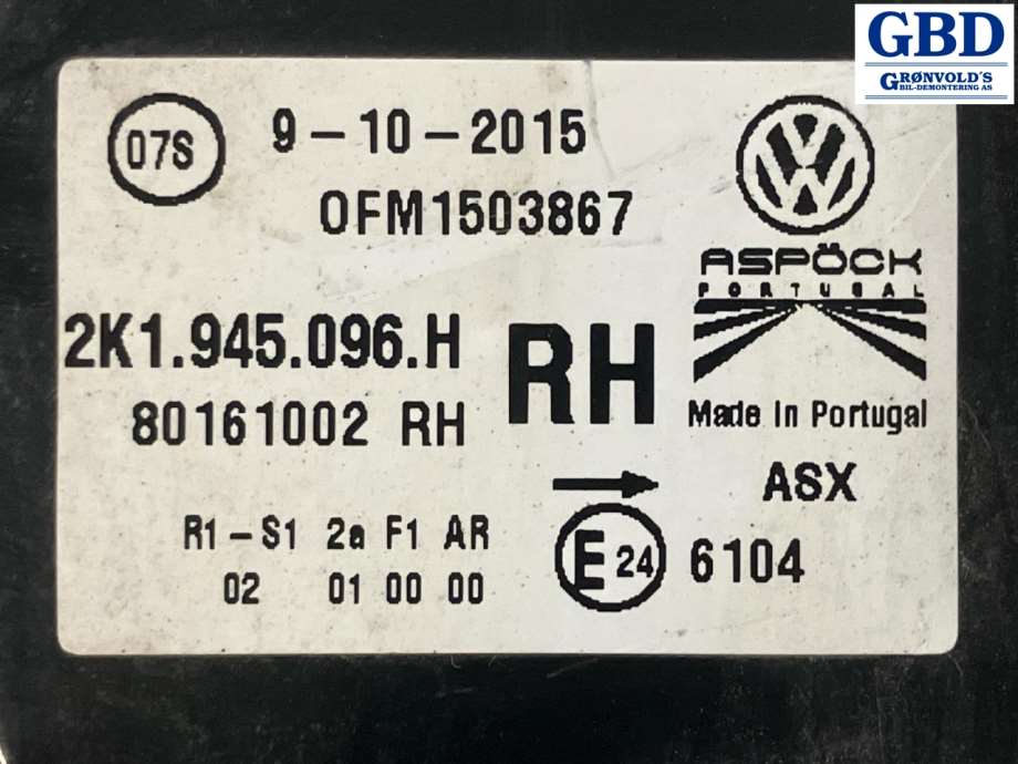 VW Caddy, 2015-2020 (Type III, Fase 3) (2K1 945 096 AB|80161002)