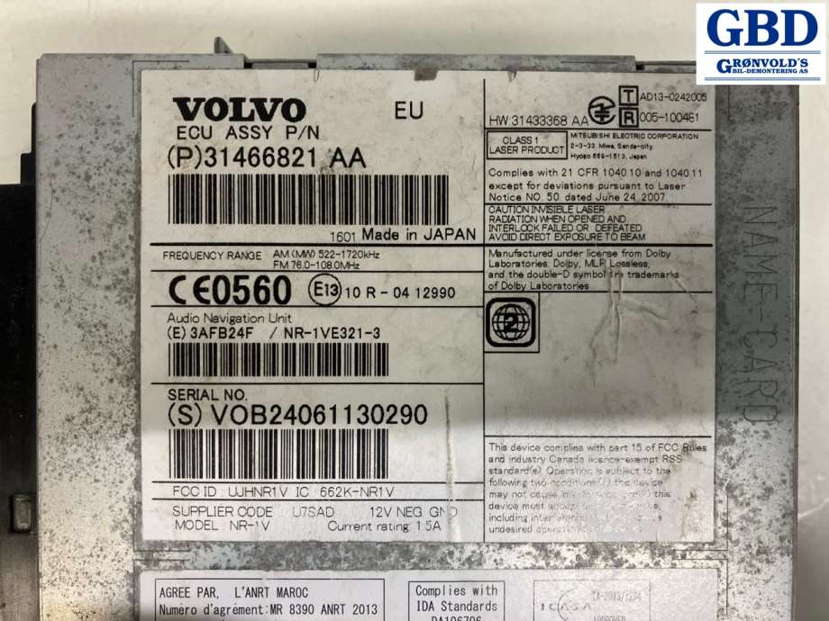 Volvo V60/V60 CC, 2013-2018 (Type I, Fase 2) (31466821|31433368)