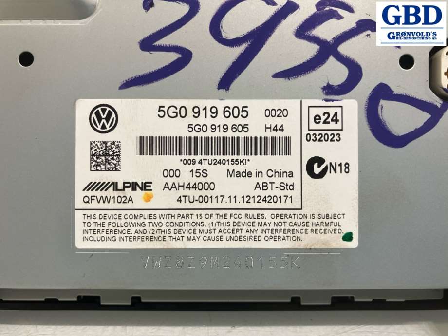 VW Golf VII, 2012-2017 (Fase 1) (5G0 919 605|AAH44000| QFVW102A)