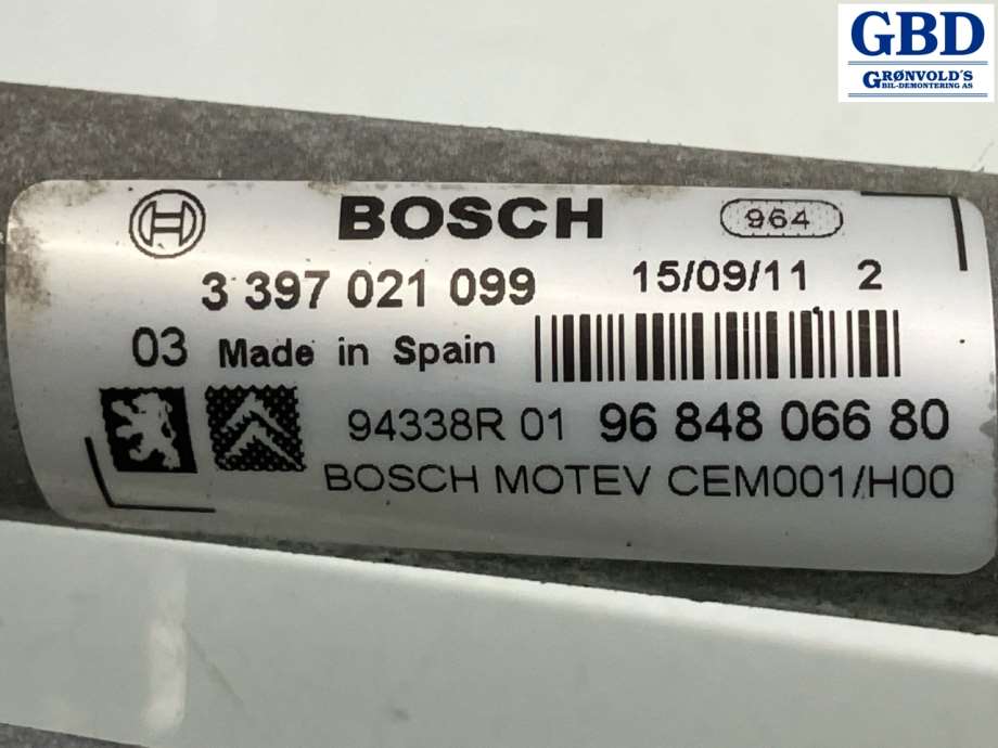 Peugeot 308, 2011-2013 (Type I, Fase 2) (6405 HY|96 848 066 80|3 397 021 099)