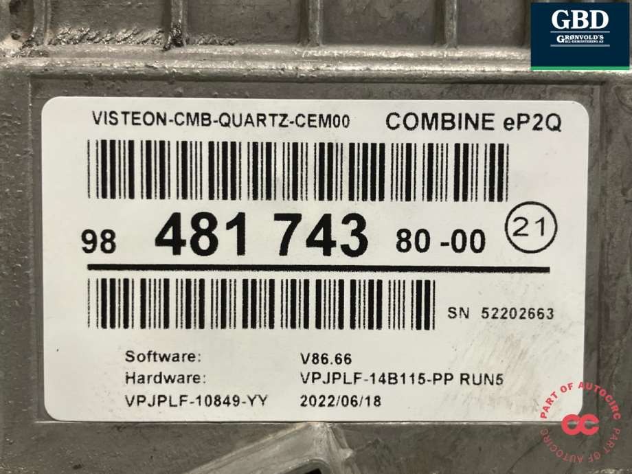 Peugeot 208, 2019- (Type II) (98 485 804 80|98 220 602 80)
