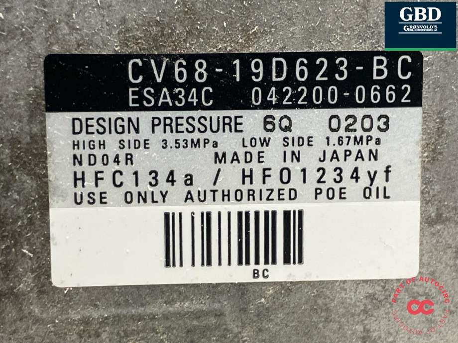 Aircondition kompressor elbil til Ford Focus, electric 2012-2018 (1794539|CV68-19D623-BC|)