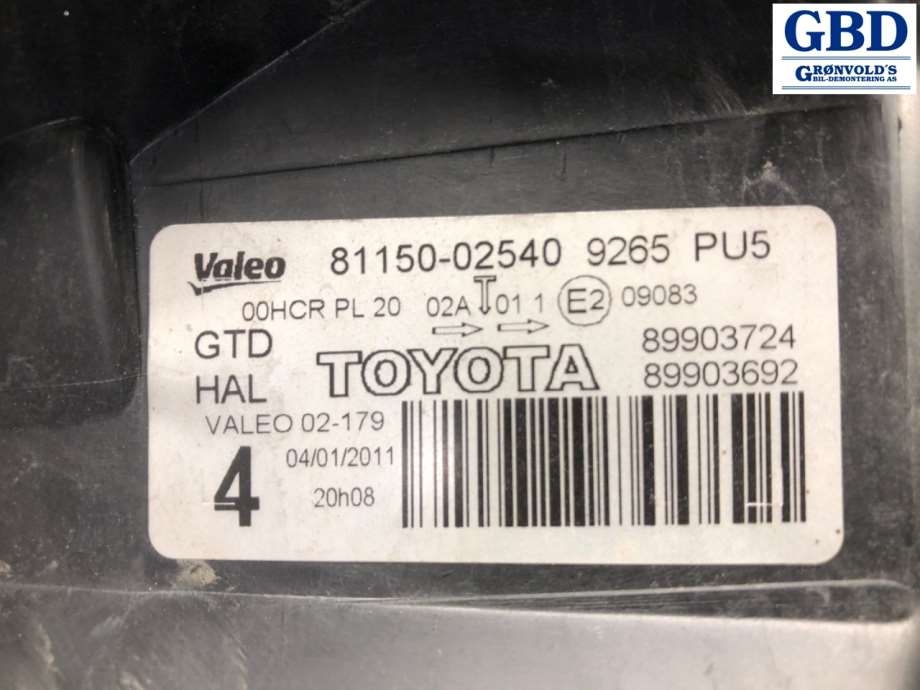 Toyota Auris, 2010-2012 (Type I, Fase 2) (8117002540)