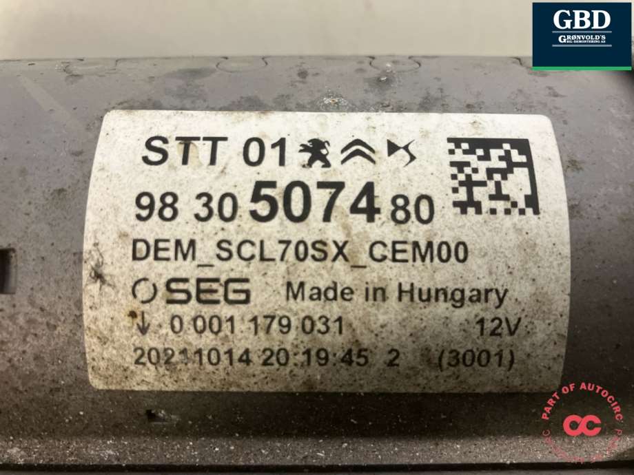 Citroën C3, 2016- (Type III) (98 305 074 80|16 384 637 80)