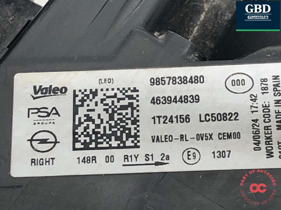 Baklykt høyre ytre til Opel Astra L 2022-->> (9857838480|)