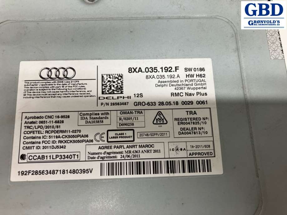 Audi A1, 2014-2018 (Type I, Fase 2) (8XA 035 192 F)