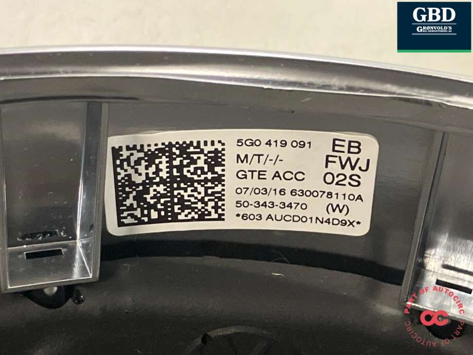 VW Golf VII, 2012-2017 (Fase 1) (5G0 419 091 EB|5G0 419 091 GN FWJ|5G0 419 091 EB FWJ)