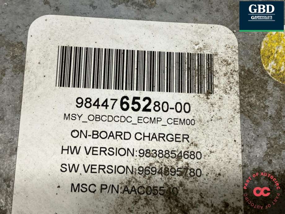 Batterilader (OBC - On Board Charger) til Citroën ë-C4 2020-->> (16 758 121 80|16 913 444 80|9844765280-00)