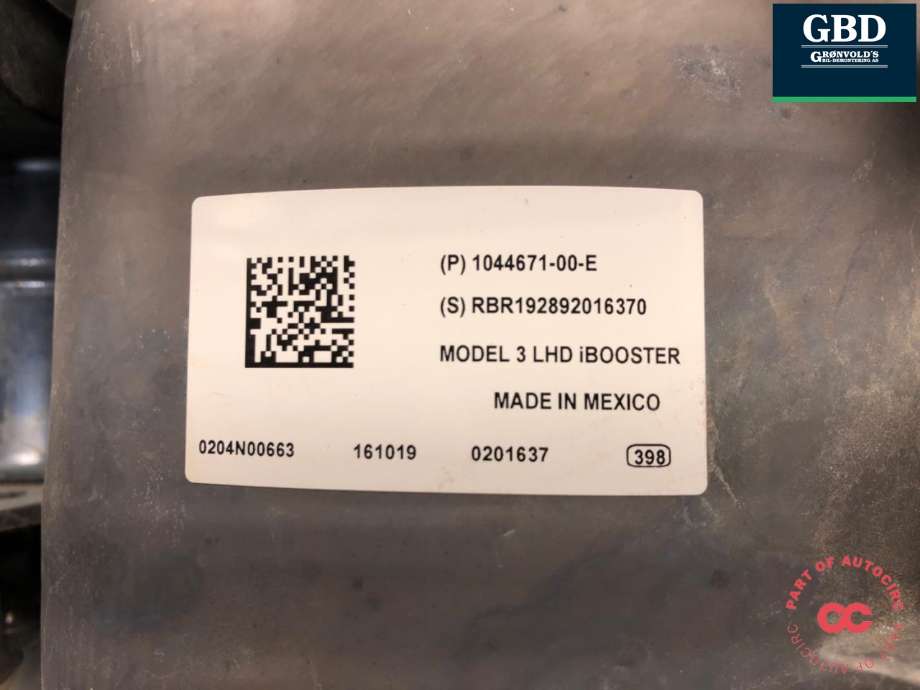 Bremsekraft-forsterker til Tesla Model 3 2018-2023 (Fase 1)  (1044671-00-C | 1044671-00-E|1044671-00-E | 1044671-00-G | 1044671-50-A|1044671-50-B | 1044671-99-E | 1044671-99-F)