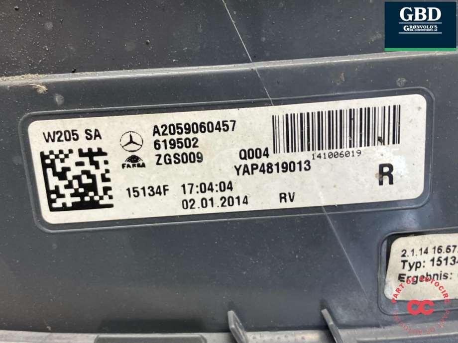 Mercedes C-Klasse, 2014-2018 (W205, Fase 1) (A 205 906 04 57)