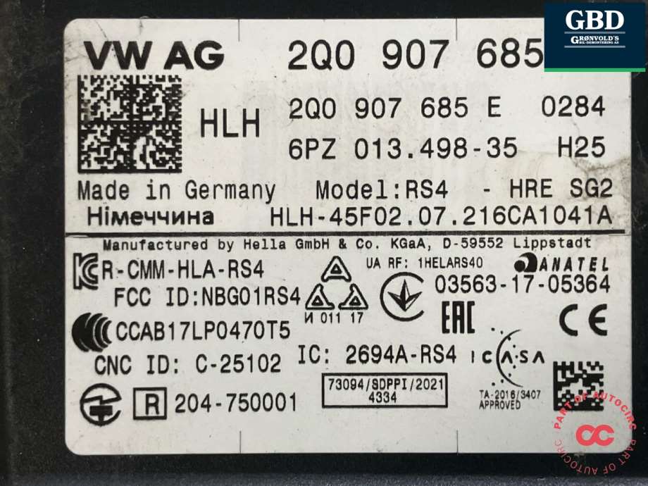Audi Q4 e-tron, 2021- (2Q0 907 685 K|2Q0 907 685 E)