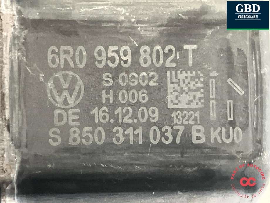 Ruteheis, kun motor, høyre foran til VW Polo 2009-2014 (Type V, Fase 1) (BOSCH|6R4 837 462 N|6R4 837 462 D|6R0 959 802 T)