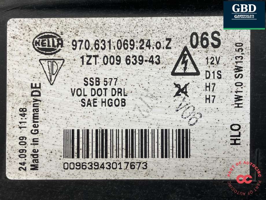 Frontlykt venstre xenon til Porsche Panamera 2009-2017 (Type I) (970) (970) (HELLA|970 631 169 27|970 631 069 24|1ZT 009 639-43)
