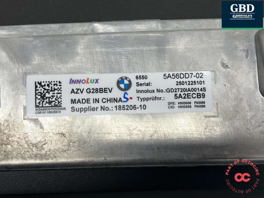 BMW i4, 2021- (G26) (65 50 5 A7B 2D9|6550 5A56DD7-02)