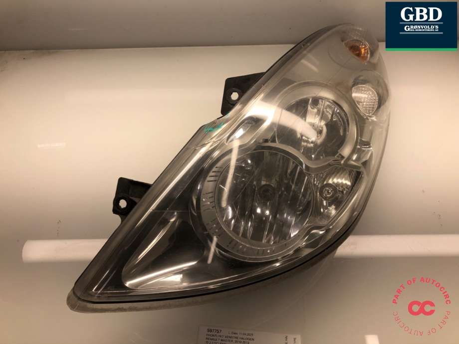 Frontlykt venstre halogen til Renault Master 2010-2013 (Type III, Fase 1)  (260602078R|260608210R|)