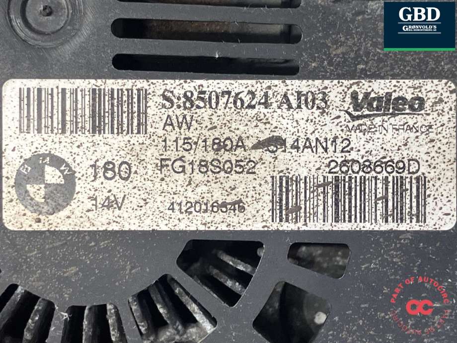 Dynamo diesel til BMW 3-Serie 2005-2011 (E90/E91/E92/E93) (E90/E91/E92/E93) (VALEO|12 31 8 507 624|12 31 8 509 023|FG18S052)