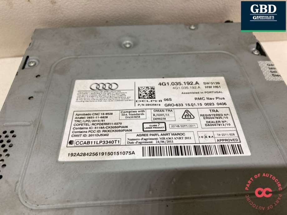 Audi A6, 2014-2018 (Type IV, Fase 2) (C7) (4G1 035 192 A|4G1 035 192 AX)