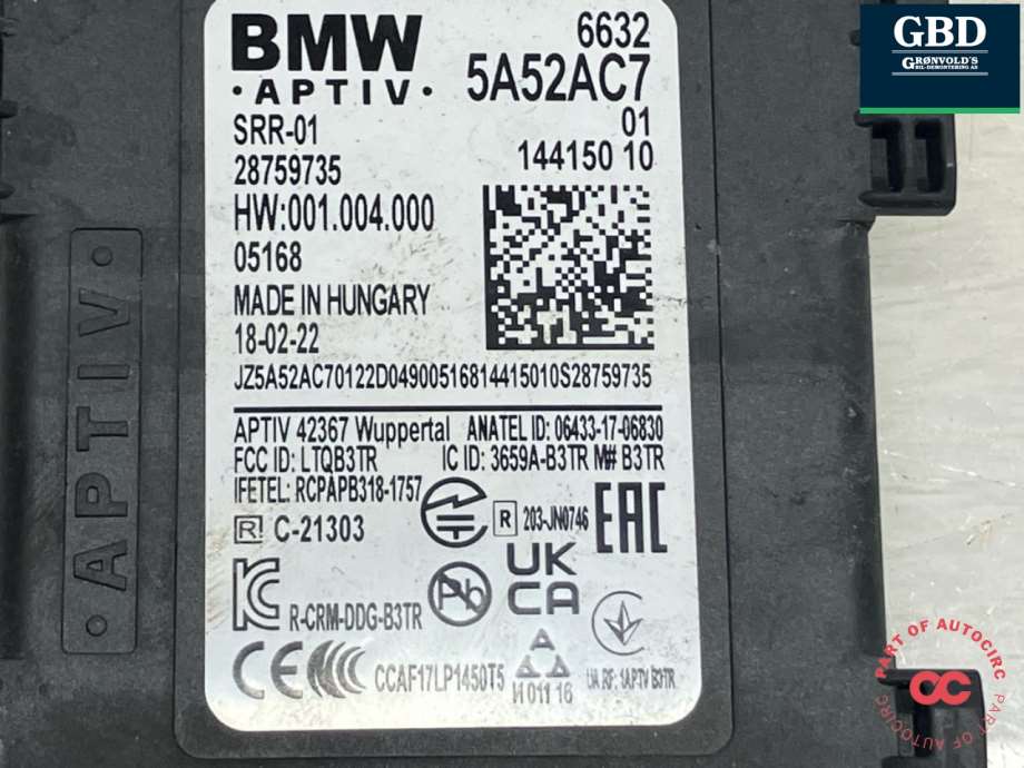 BMW i4, 2021- (G26) (66325A52AC7)