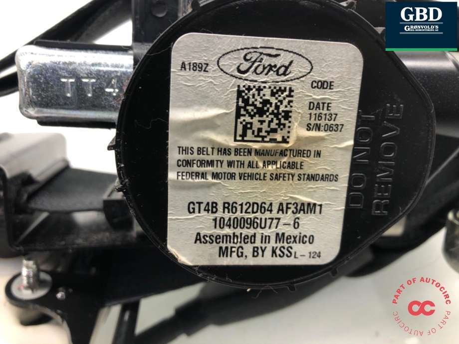 Sikkerhetsbelte foran høyre til Ford Edge 2016-2019  (2369375|GT4B-R612D64-AL3AM1|)