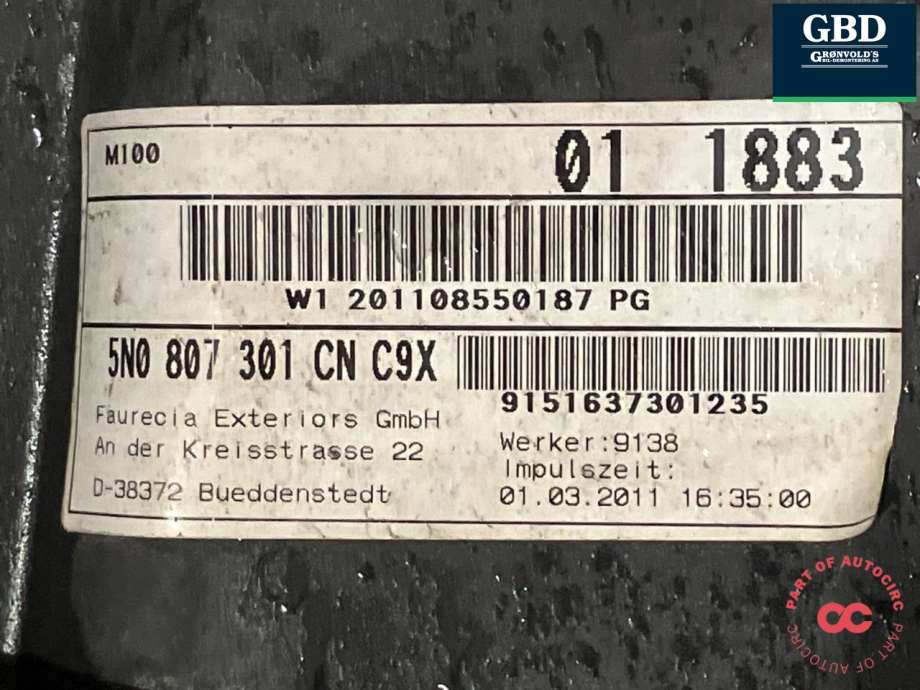 VW Tiguan, 2007-2011 (Type I, Fase 1) (5N0 807 421 A|5N0 807 301 CN)