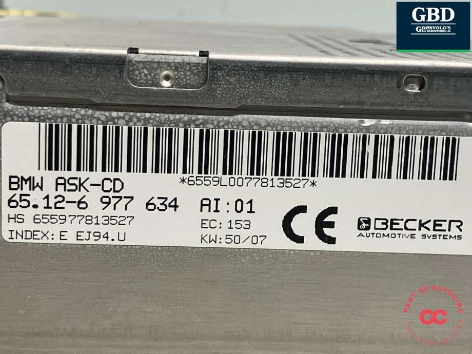 Bilstereo navigasjon spiller til BMW 7-Serie 2000-2008 (E65/E66/E67/E88) (E65/E66/E67/E88) (BECKER|65 90 6 958 345|65 12 6 977 634|)