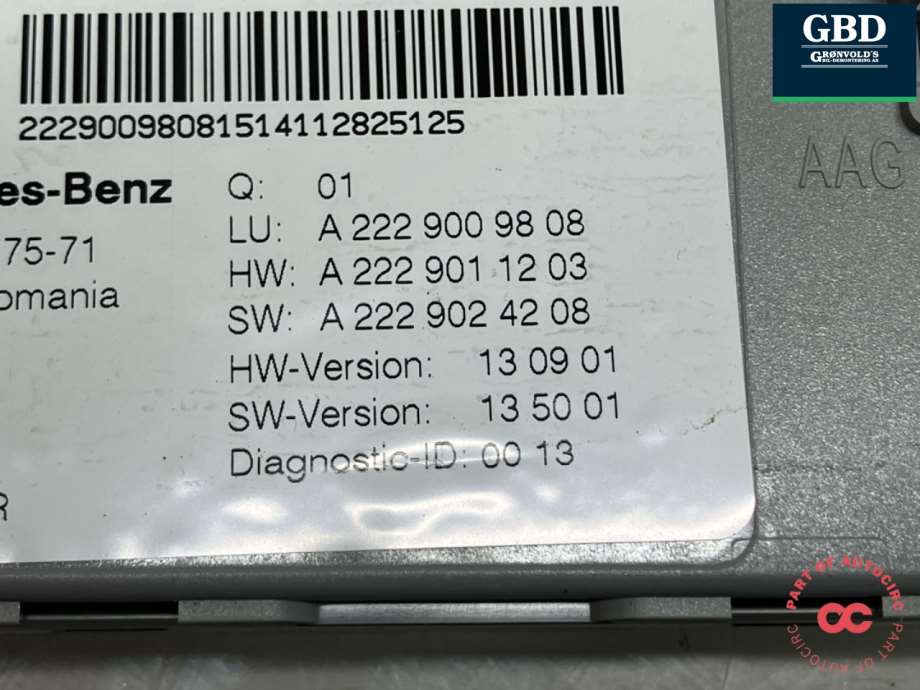 Mercedes C-Klasse, 2014-2018 (W205, Fase 1) (A 222 900 98 08)