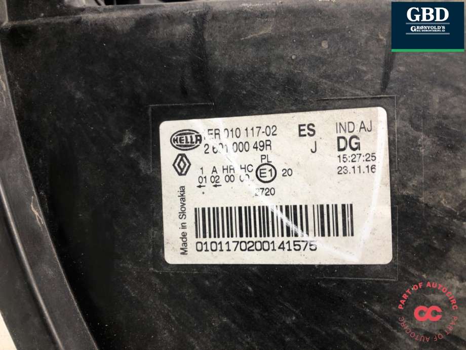 Frontlykt høyre halogen til Renault Master 2014-->> (Type III, Fase 2)  (260108490R|)
