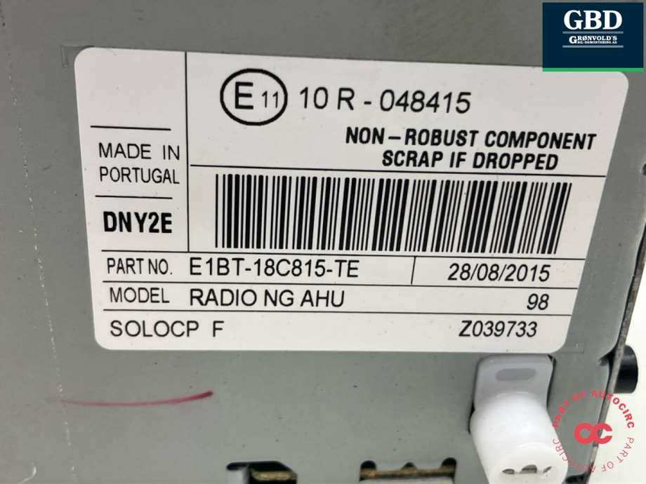 Ford Fiesta, 2013-2017 (Type VI, Fase 2) (E1BT-18C815-TE)