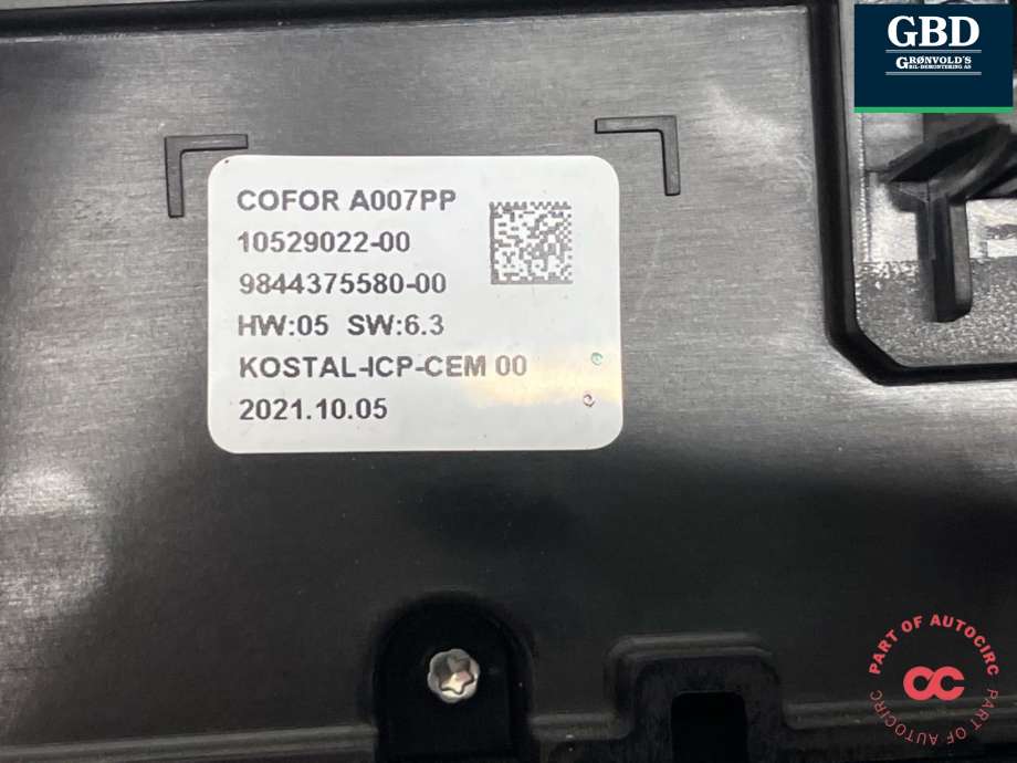 Varmeapparat betjening til Citroën ë-C4 2020-->> (98 316 329 80|9844375580-00|98 443 755 80)