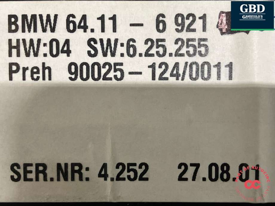 Varmeapparat betjening til BMW 7-Serie 2000-2008 (E65/E66/E67/E88) (E65/E66/E67/E88) (64 11 6 953 182|64 11 6 921 412|)