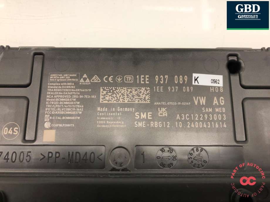Styreenhet comfort (BCM) til Škoda Elroq 2025-->>  (1EE 937 089 K|1EE 937 089|)