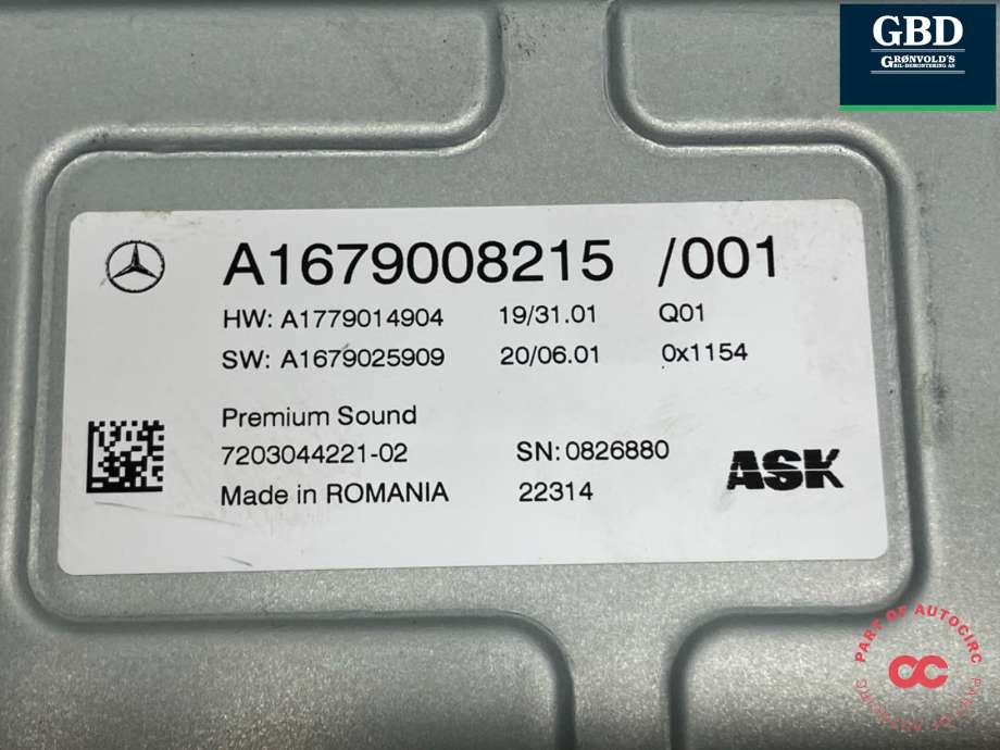 Bilstereo forsterker til Mercedes GLE 2019-->> (W167) (W167) (A 167 900 82 15|)