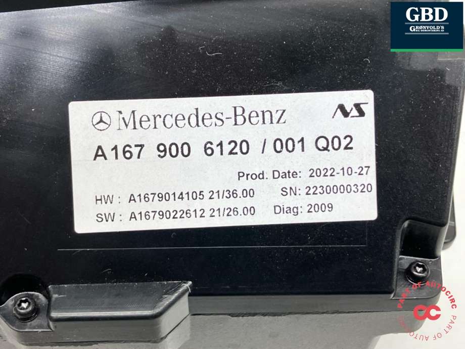 Instrument head-up display (HUD) til Mercedes GLE 2019-->> (W167) (W167) (A 167 900 61 20|A 167 900 61 20 80|)
