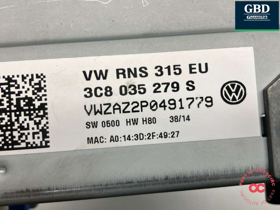 Bilstereo til VW Touran 2010-2015 (Type I, Fase 3) (2K0 035 279 C|3C8 035 279 S|)