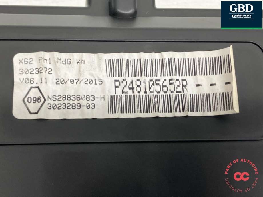 Instrumentpanel til Renault Master 2014-->> (Type III, Fase 2)  (248103104R|248105652R|)