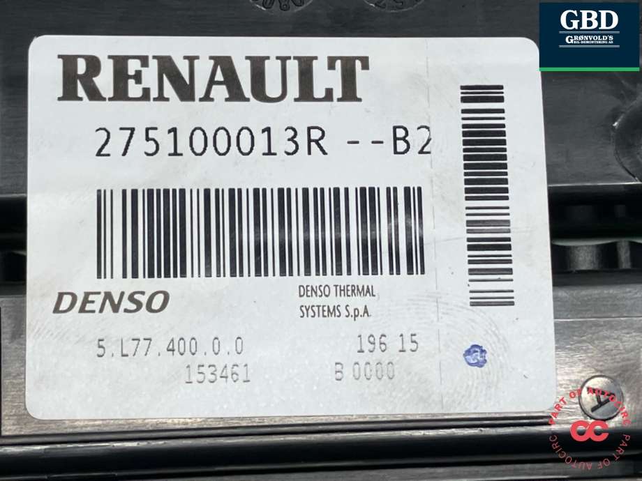 Varmeapparat betjening til Renault Master 2014-->> (Type III, Fase 2)  (275107490R|275100013R|)