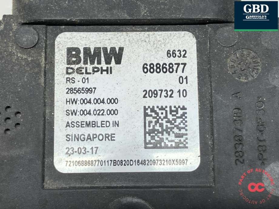 Sensor radar til BMW 5-Serie 2017-->> (G30/G31) (G30/G31) (66 32 6 891 728|6632 6886877|)