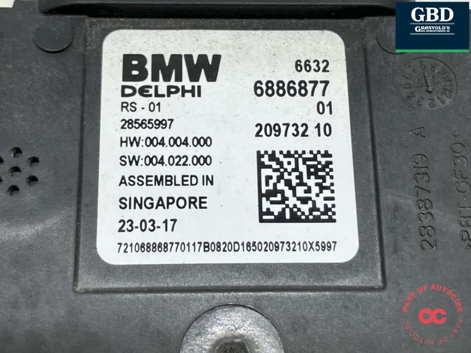 Sensor radar til BMW 5-Serie 2017-->> (G30/G31) (G30/G31) (66 32 6 891 728|6632 6886877|)
