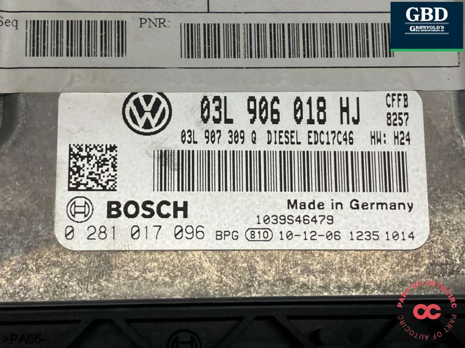 Styreenhet motor til VW Sharan 2010-->> (Type II) (03L 906 018 HJ|)