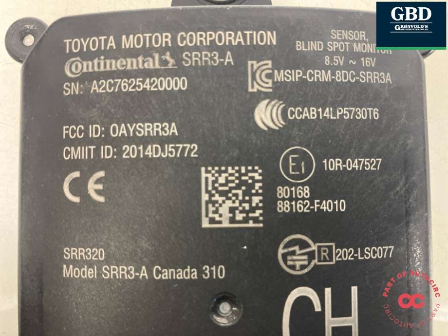 Sensor blindsone til Toyota C-HR 2016-->>  (88162F4011|88162-F4010|)