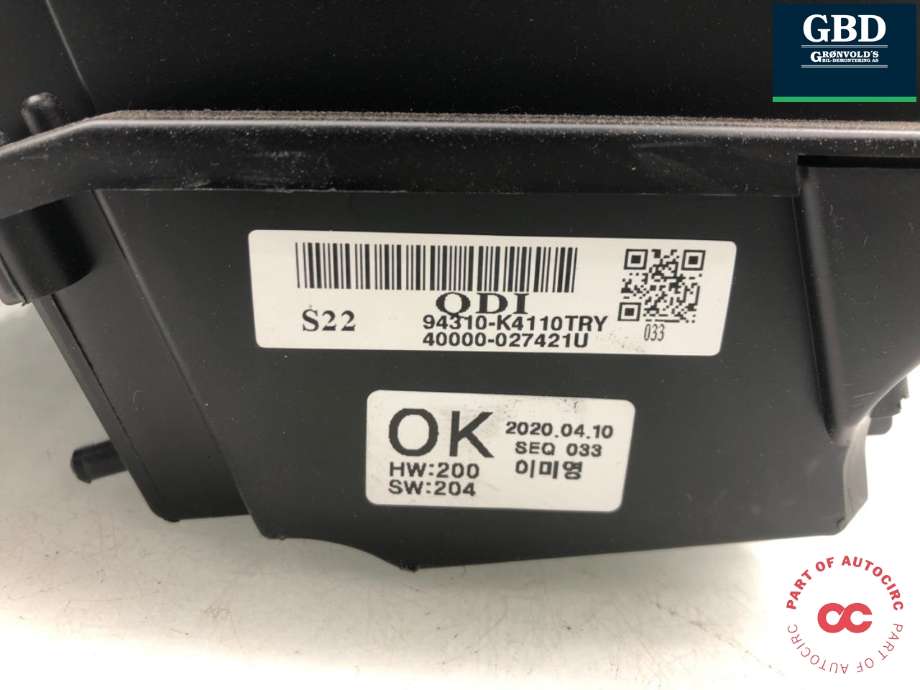 Instrument head-up display (HUD) til Hyundai Kona 2017-2021 (Type I, Fase 1)  (94310K4110TRY|94310-K4110|)