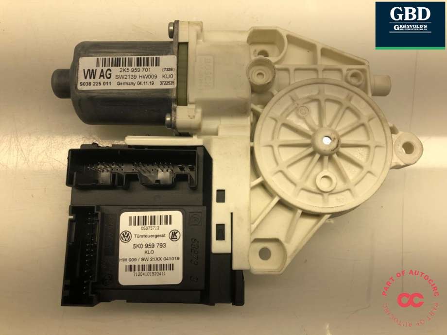 Ruteheis, kun motor, venstre foran til VW Caddy, 2015-2020 (Type III, Fase 3) (2K5 959 701 A Z05)