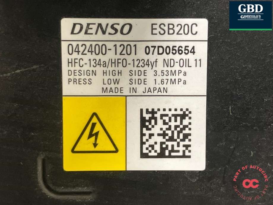 Aircondition kompressor til Toyota Corolla 2019-->> (DENSO|8837012080|042400-1201|)
